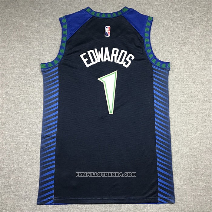 Maillot Minnesota Timberwolves Anthony Edwards NO 1 Ville 2021-22 Bleu